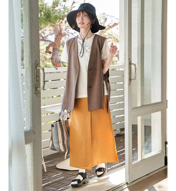 IKKA LOUNGE「バックル付きラップ風スカート」|スカート|