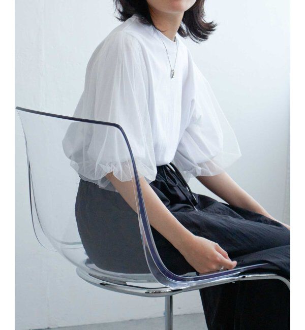 VENCE share style「チュールスリーブTシャツ」|Tシャツ・カットソー|オフホワイト