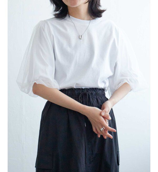 VENCE share style「チュールスリーブTシャツ」|Tシャツ・カットソー|