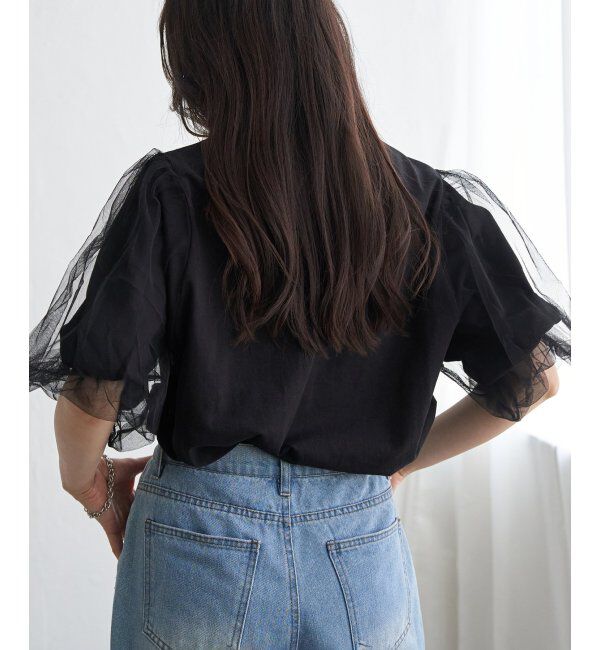 VENCE share style「チュールスリーブTシャツ」|Tシャツ・カットソー|