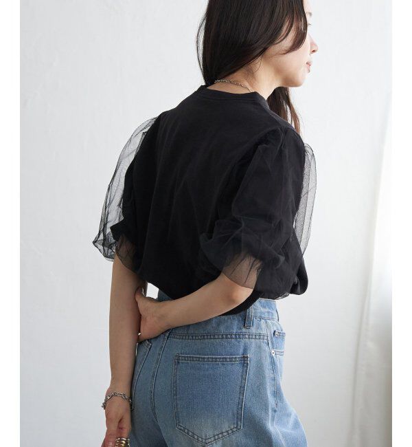 VENCE share style「チュールスリーブTシャツ」|Tシャツ・カットソー|