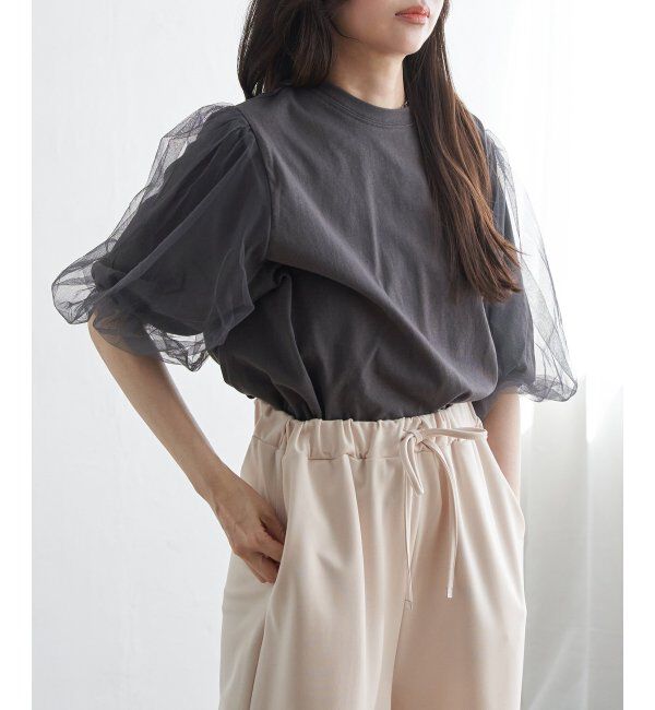 VENCE share style「チュールスリーブTシャツ」|Tシャツ・カットソー|