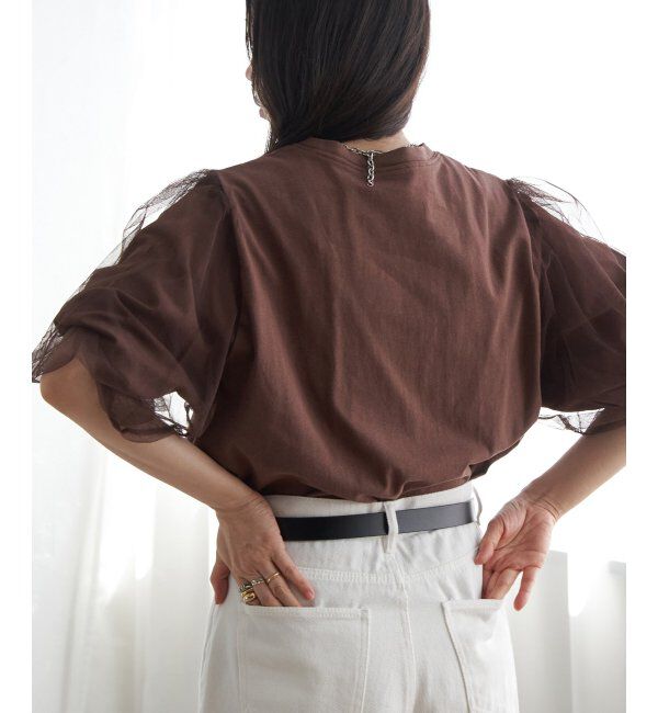 VENCE share style「チュールスリーブTシャツ」|Tシャツ・カットソー|