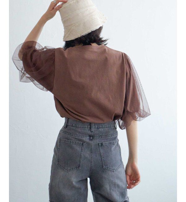 VENCE share style「チュールスリーブTシャツ」|Tシャツ・カットソー|