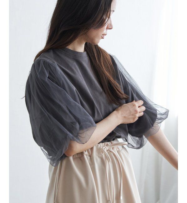 VENCE share style「チュールスリーブTシャツ」|Tシャツ・カットソー|