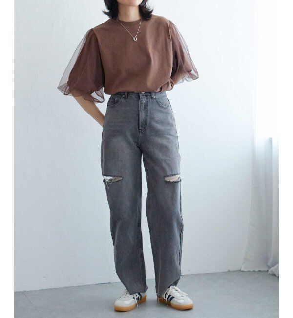 VENCE share style「チュールスリーブTシャツ」|Tシャツ・カットソー|