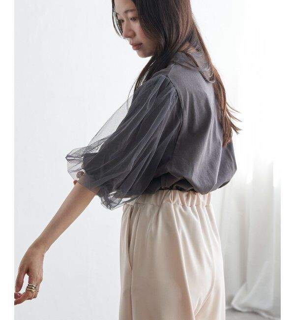 VENCE share style「チュールスリーブTシャツ」|Tシャツ・カットソー|