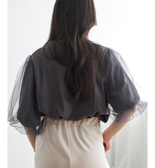 VENCE share style「チュールスリーブTシャツ」|Tシャツ・カットソー|