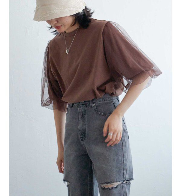 VENCE share style「チュールスリーブTシャツ」|Tシャツ・カットソー|