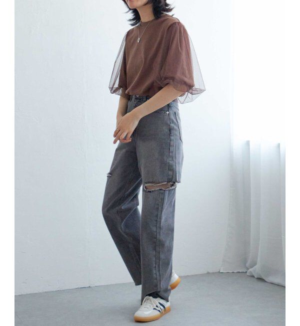 VENCE share style「チュールスリーブTシャツ」|Tシャツ・カットソー|