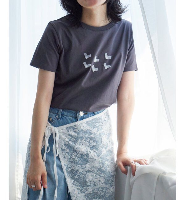 VENCE share style「オーガンジーハートTシャツ」|Tシャツ・カットソー|チャコール