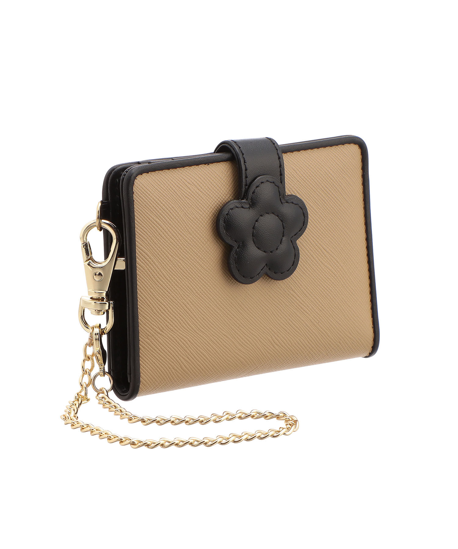 MARY QUANT「デイジーパッチスナップ2 パスケース」|定期入れ|ベージュ