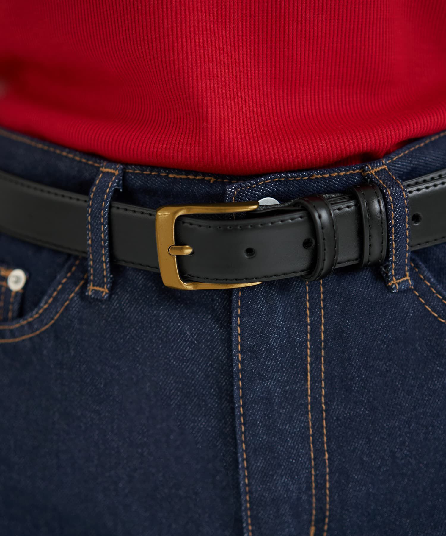 STYLE DELI「【DELI by】ミニマルリアルレザーベルト（ゴールド）」|ベルト|