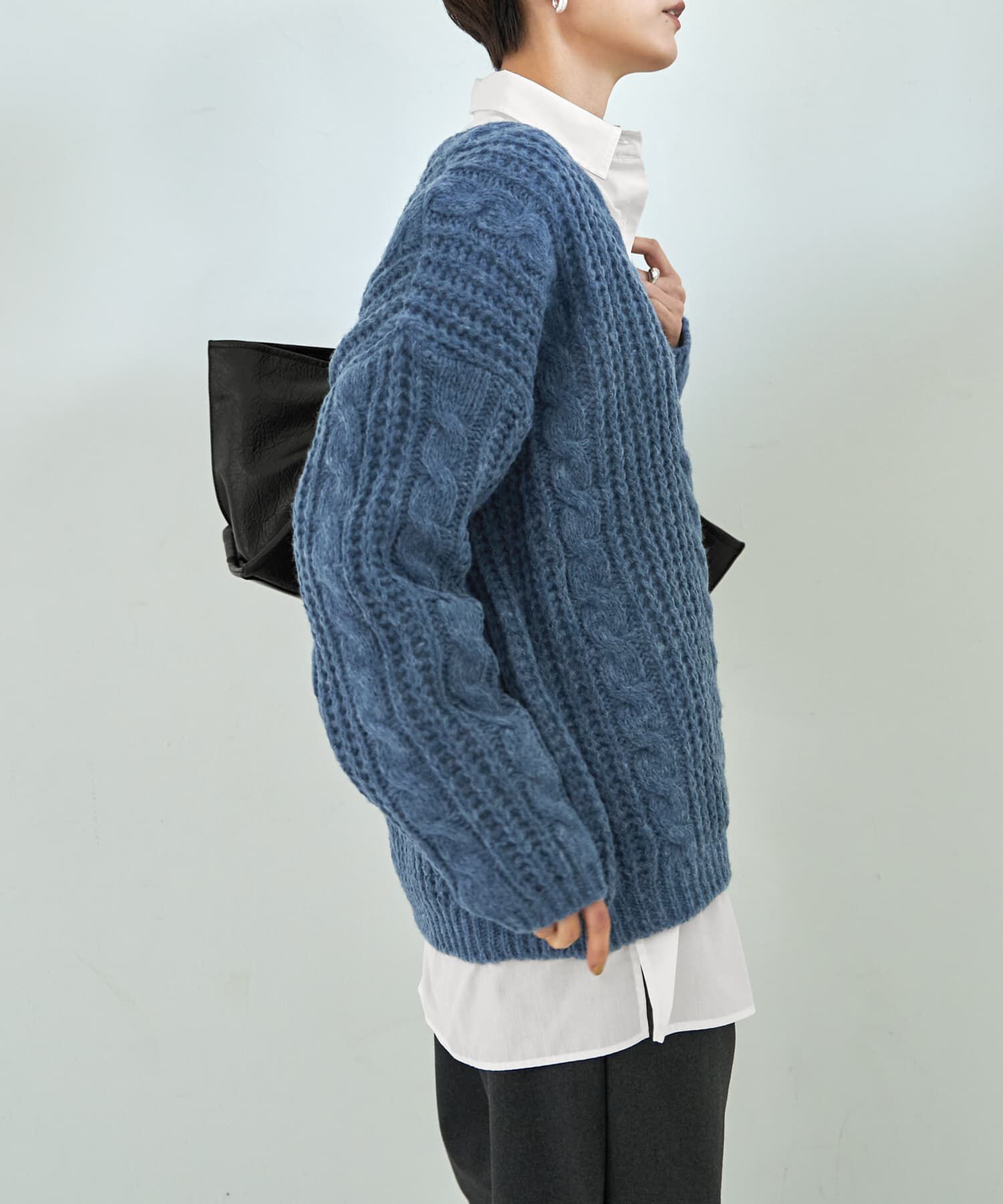 STYLE DELI「ざっくりケーブル編みVネックニット」|ニット・セーター|