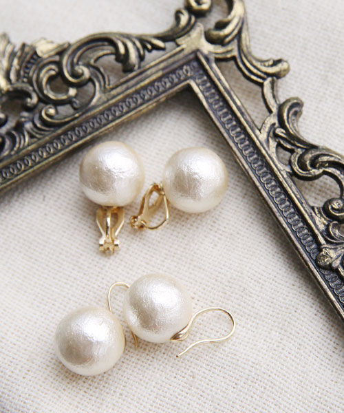 colleca la「【14mm】大粒コットンパールピアス・イヤリング」|ピアス|