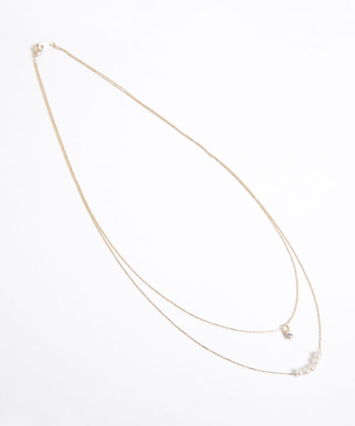 colleca la「小粒パールとストーンの2連ネックレス」|ネックレス|