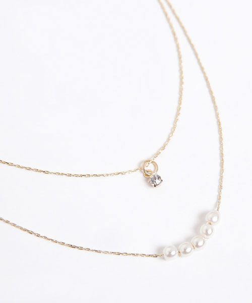 colleca la「小粒パールとストーンの2連ネックレス」|ネックレス|