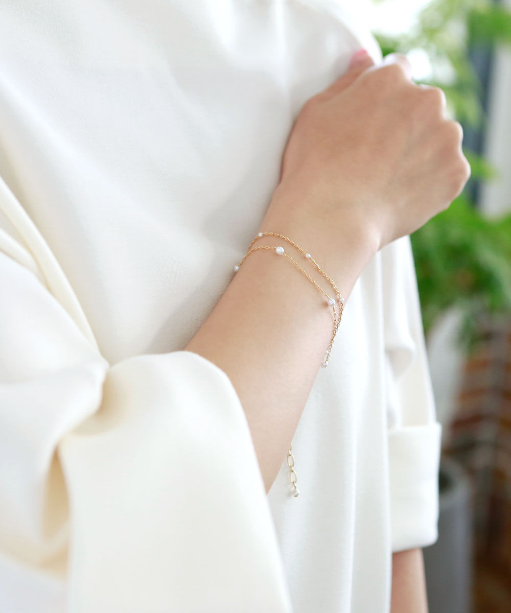 colleca la「粒パールとチェーンの2連ブレスレット」|ブレスレット・バングル|