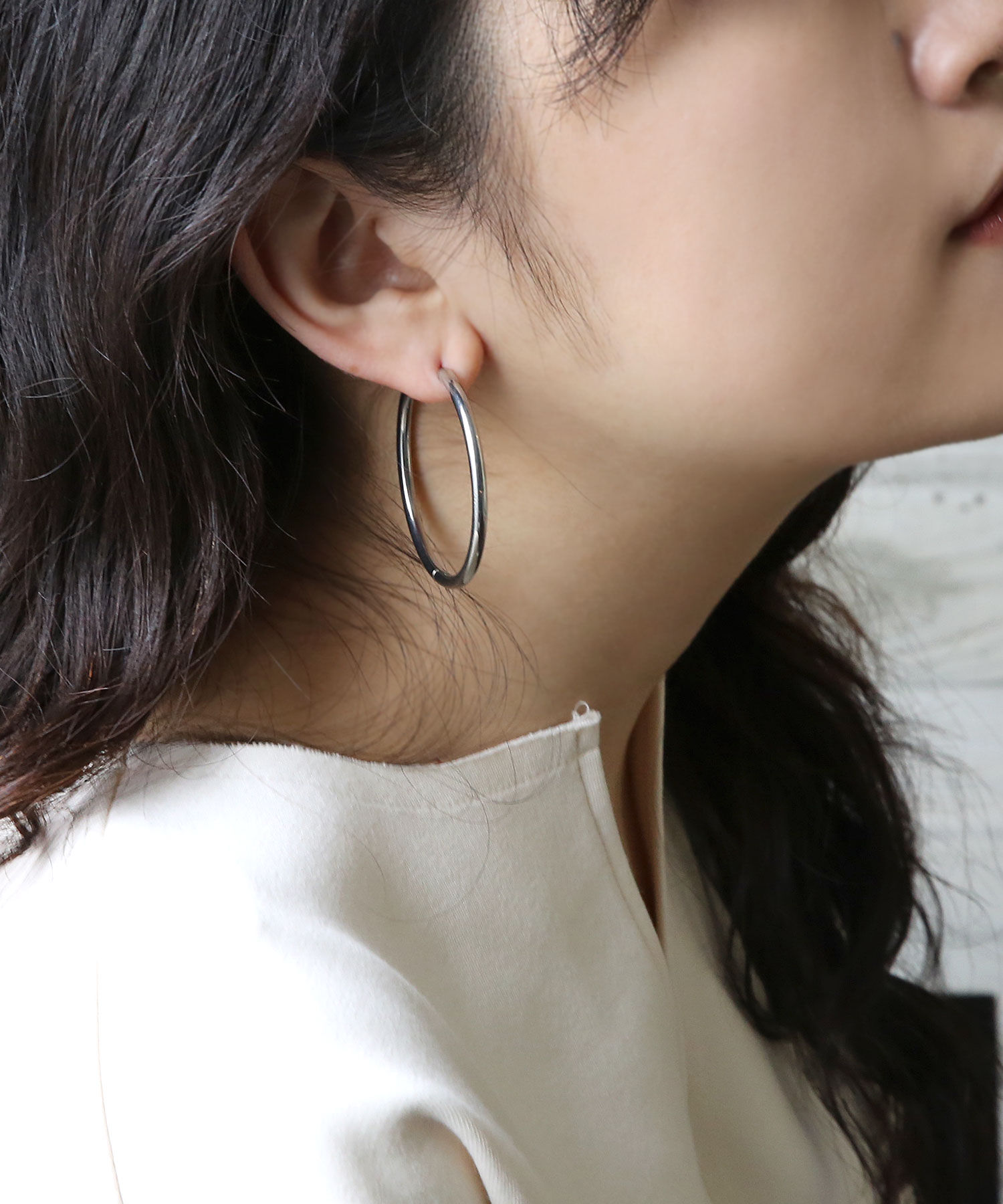 colleca la「[stainless]45mm・ベーシックフープピアス〈金属アレルギー対応〉」|ピアス|シルバー