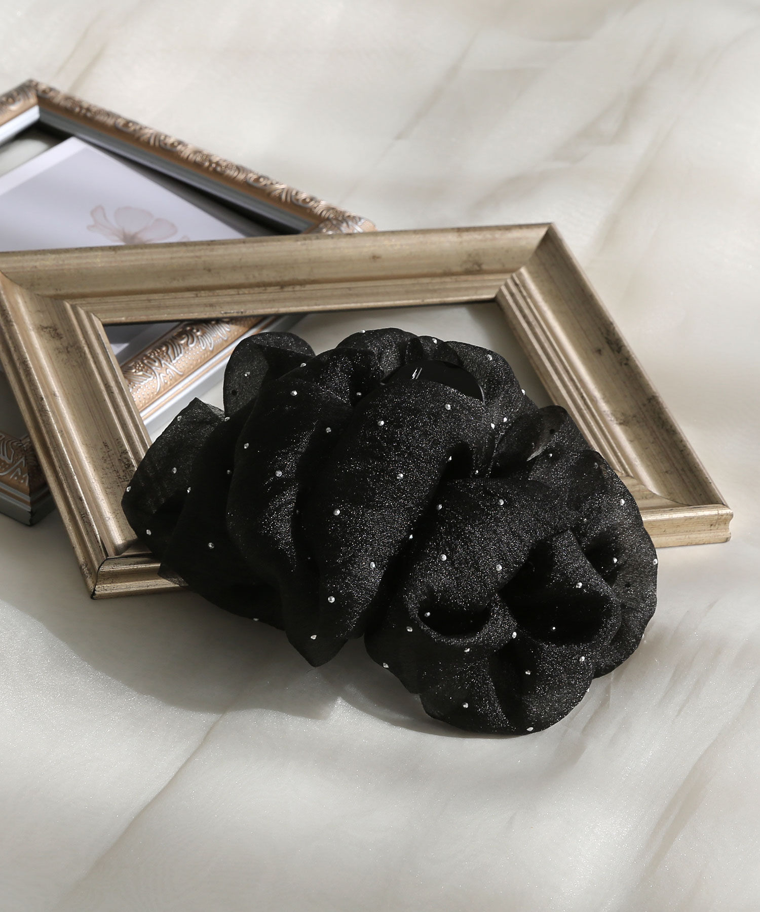  「ボリュームオーガンジー バンスクリップ」|その他|ブラック