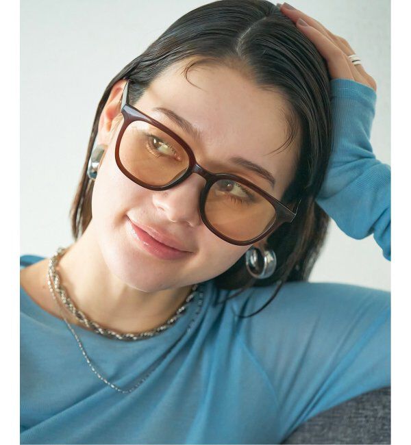  「【WEB限定】ウェリントン型 サングラス | 軽量 カラーレンズ トレンド 紫外線対策 UVカット 大きめサイズ」|サングラス|