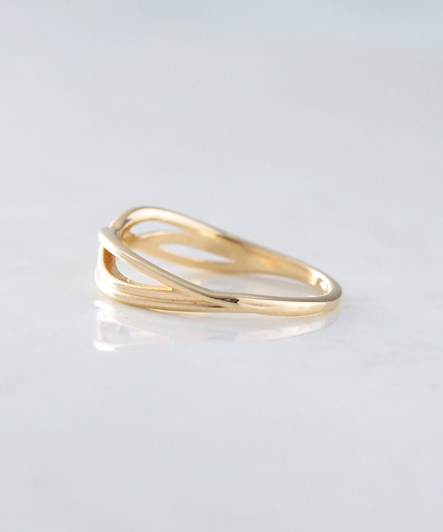 NOIR DE POUPEE「K10 3本ラインウェーブ ゴールドピンキーリング」|リング|