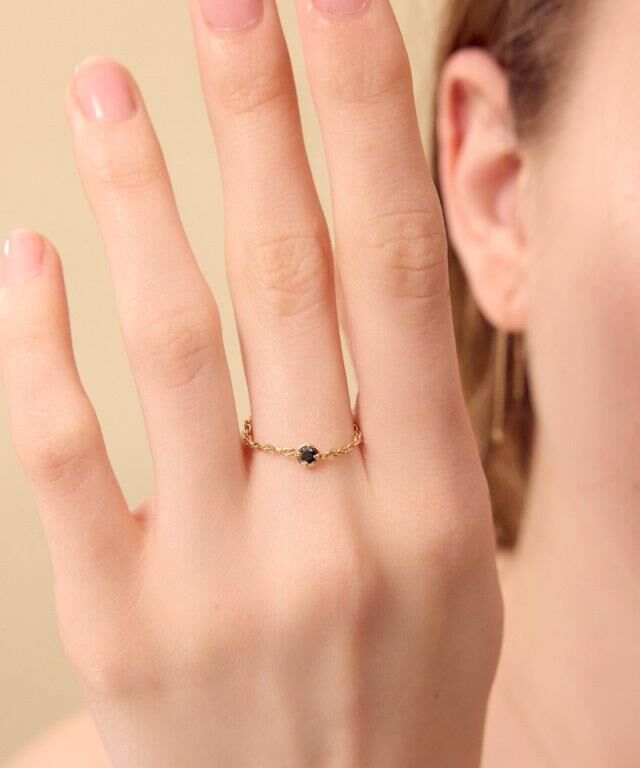 NOIR DE POUPEE「Fri K10 一粒 ダイヤモンド チェーンリング」|リング|