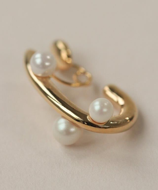 NOIR DE POUPEE「Bubbloop U字3粒パールイヤリング　ノンホールピアス」|イヤリング|