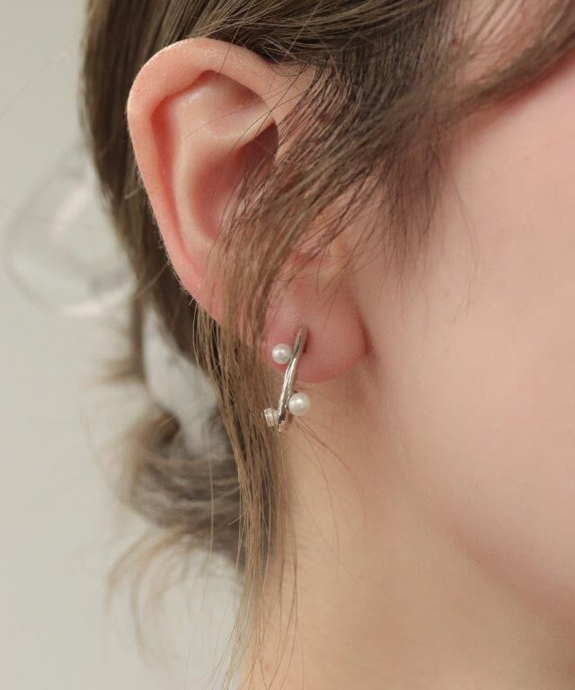 NOIR DE POUPEE「Bubbloop U字3粒パールイヤリング　ノンホールピアス」|イヤリング|