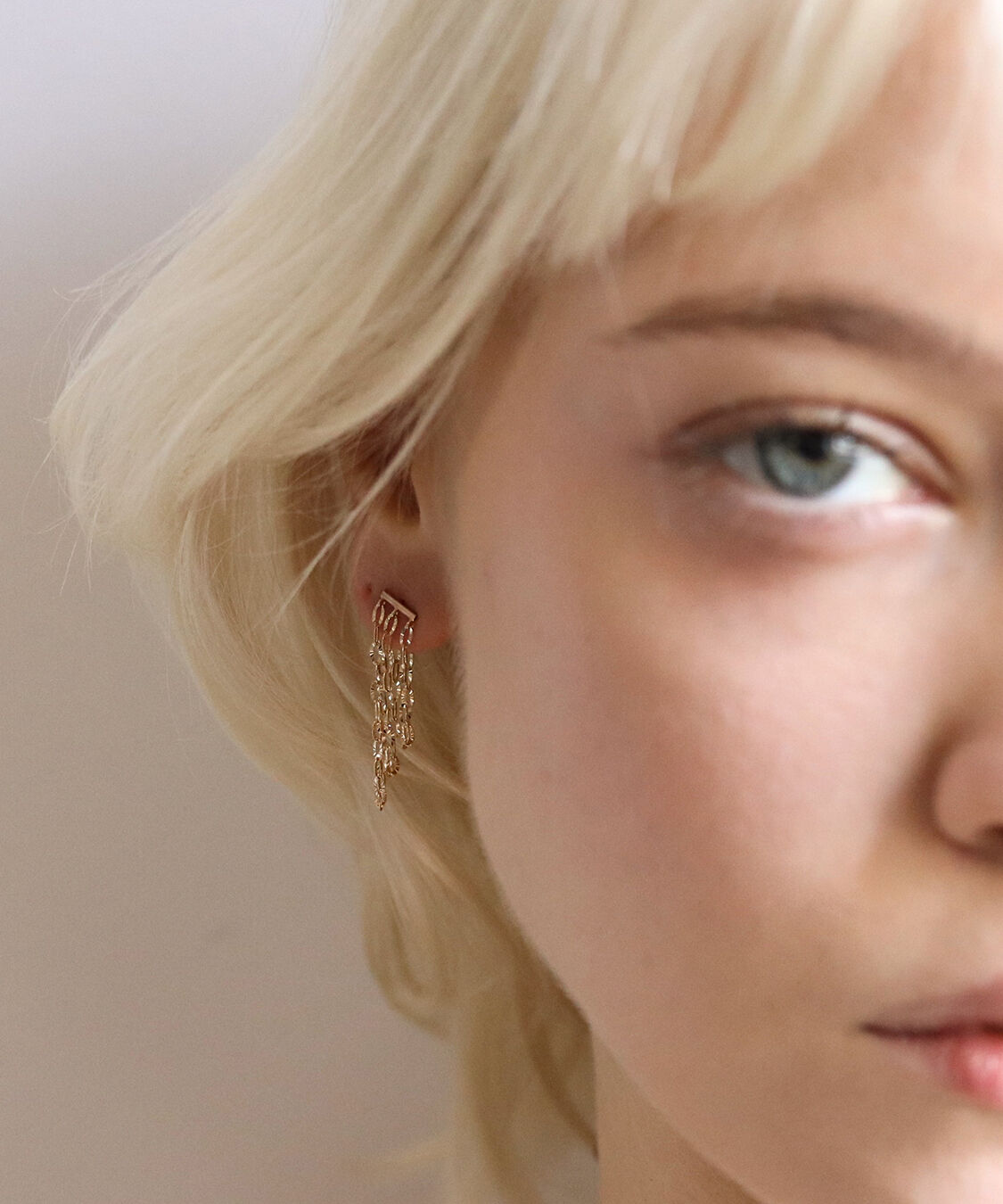  「ゴールド ルナチェーン ピアス | K10YG」|ピアス|