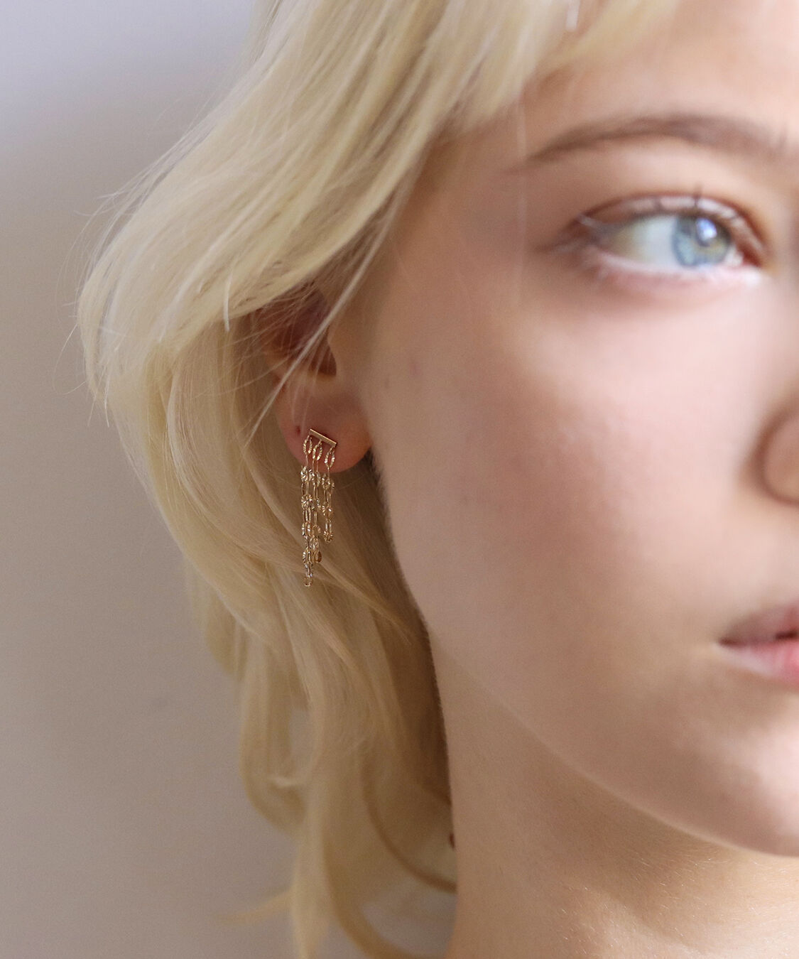  「ゴールド ルナチェーン ピアス | K10YG」|ピアス|