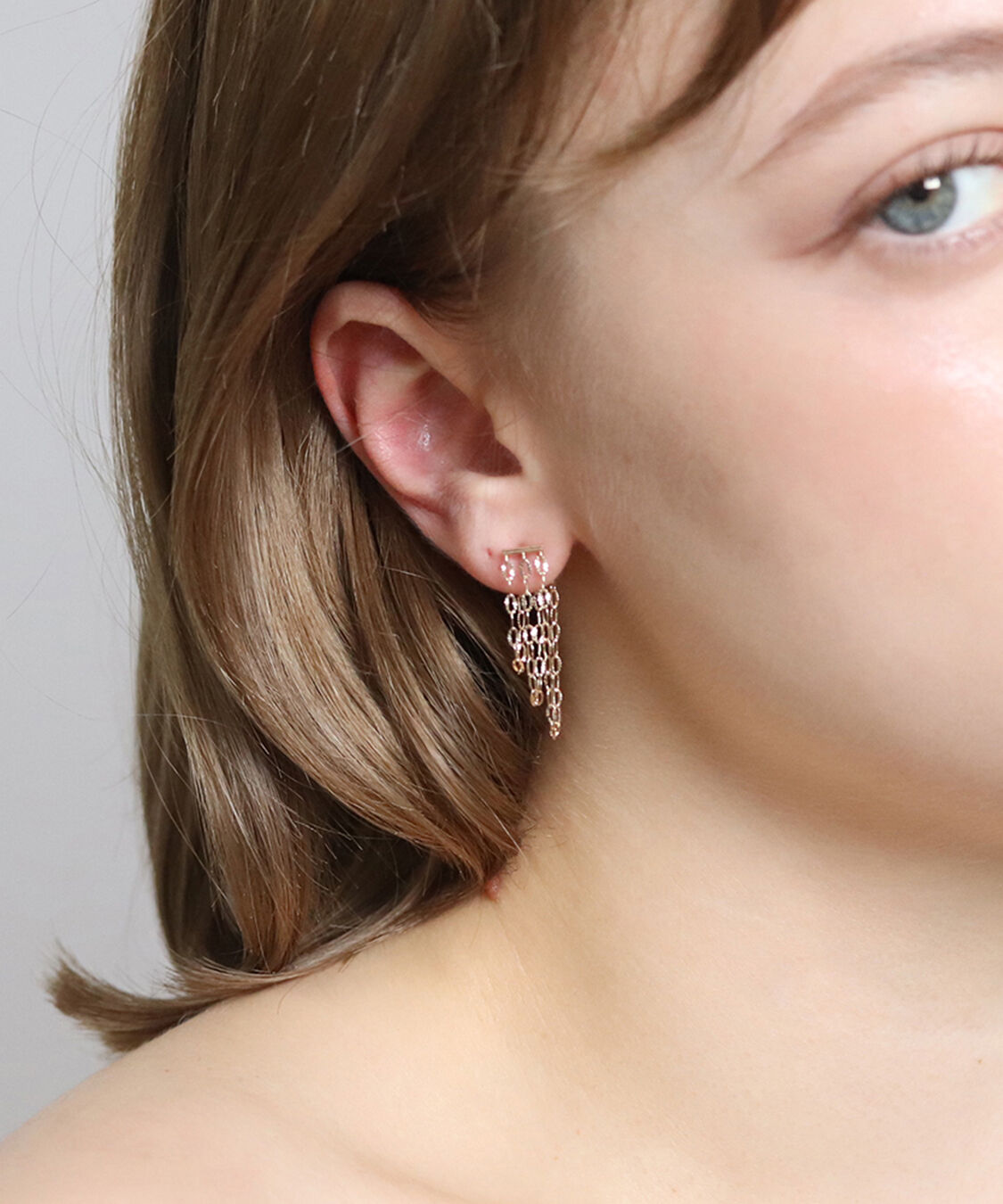  「ゴールド ルナチェーン ピアス | K10YG」|ピアス|