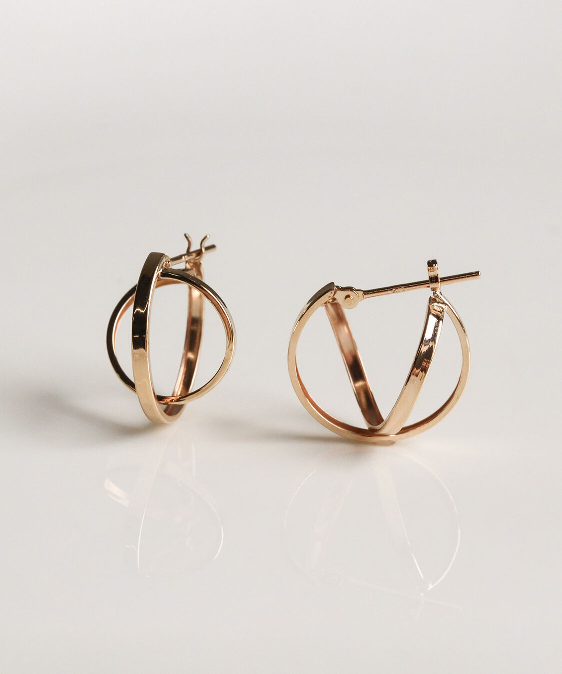  「ゴールド ダブル スナップ フープ ピアス | K10YG」|ピアス|