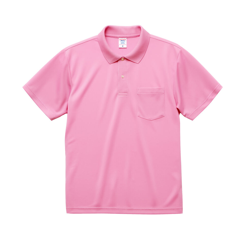 BACKYARD FAMILY「ユナイテッドアスレ ポロシャツ 通販 メンズ 半袖 レディース ポケット付き 吸水速乾 ドライ機能」|ポロシャツ|ピンク1