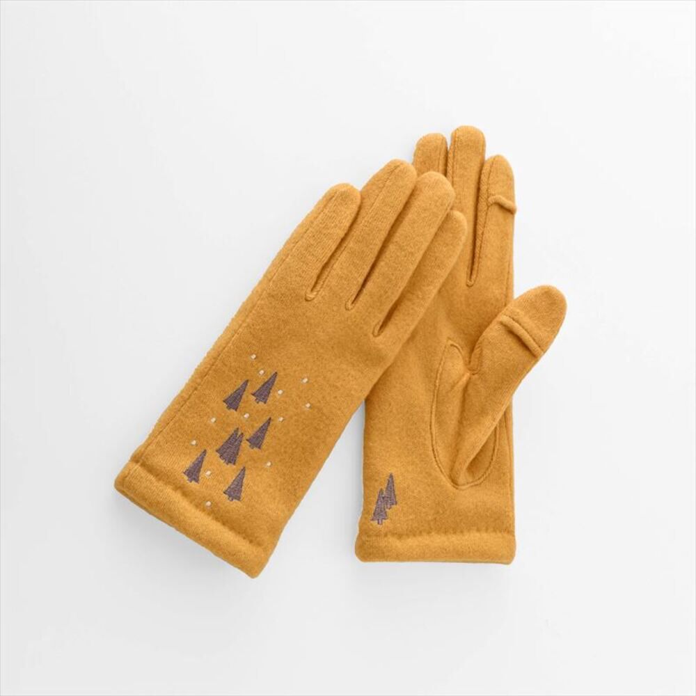 BACKYARD FAMILY「クロダ 手袋 レディース 通販 グローブ 手ぶくろ 暖かい かわいい 刺繍 スマートフォン対応」|手袋|イエロー2