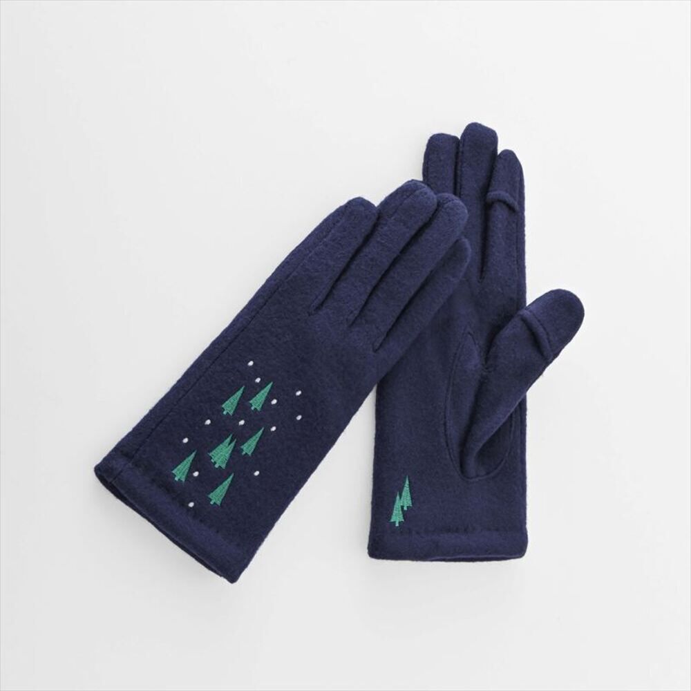 BACKYARD FAMILY「クロダ 手袋 レディース 通販 グローブ 手ぶくろ 暖かい かわいい 刺繍 スマートフォン対応」|手袋|ブルー1