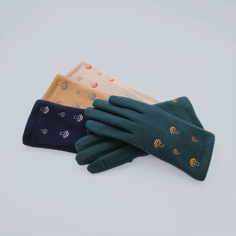 BACKYARD FAMILY「クロダ 手袋 レディース 通販 グローブ 手ぶくろ 暖かい かわいい 可愛い きのこ 刺繍 通勤」|手袋|