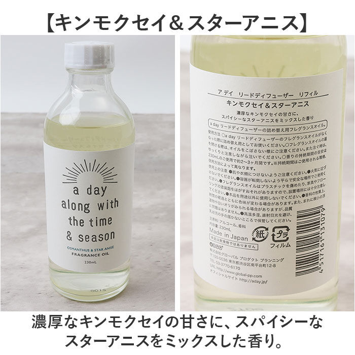 BACKYARD FAMILY「リードディフューザー 詰め替え 通販 a day ルームフレグランス リフィル 230ml」|アロマ・ルームフレグランス|