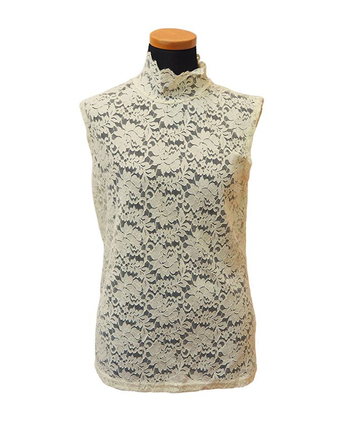 BACKYARD FAMILY「ハイネック レース タンクトップ 通販 ノースリーブ 透け感 トップス ハイネックレースインナー」|その他|