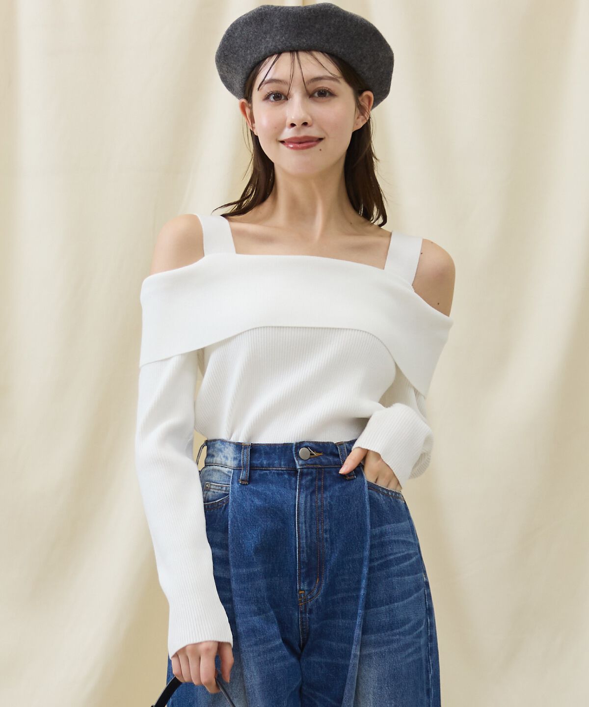 アンドクチュール「オフショルニットプルオーバー」|ニット・セーター|