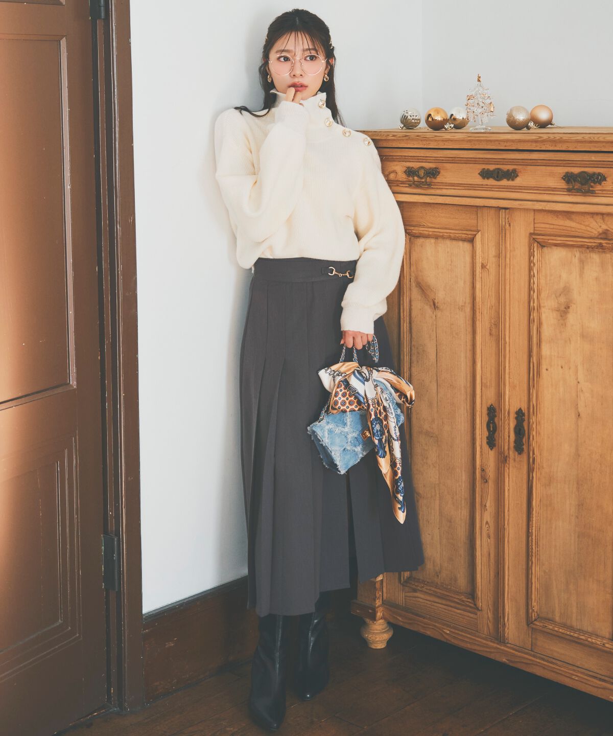 アンドクチュール「ショルダーボタンマルチウェイニットプルオーバー」|ニット・セーター|