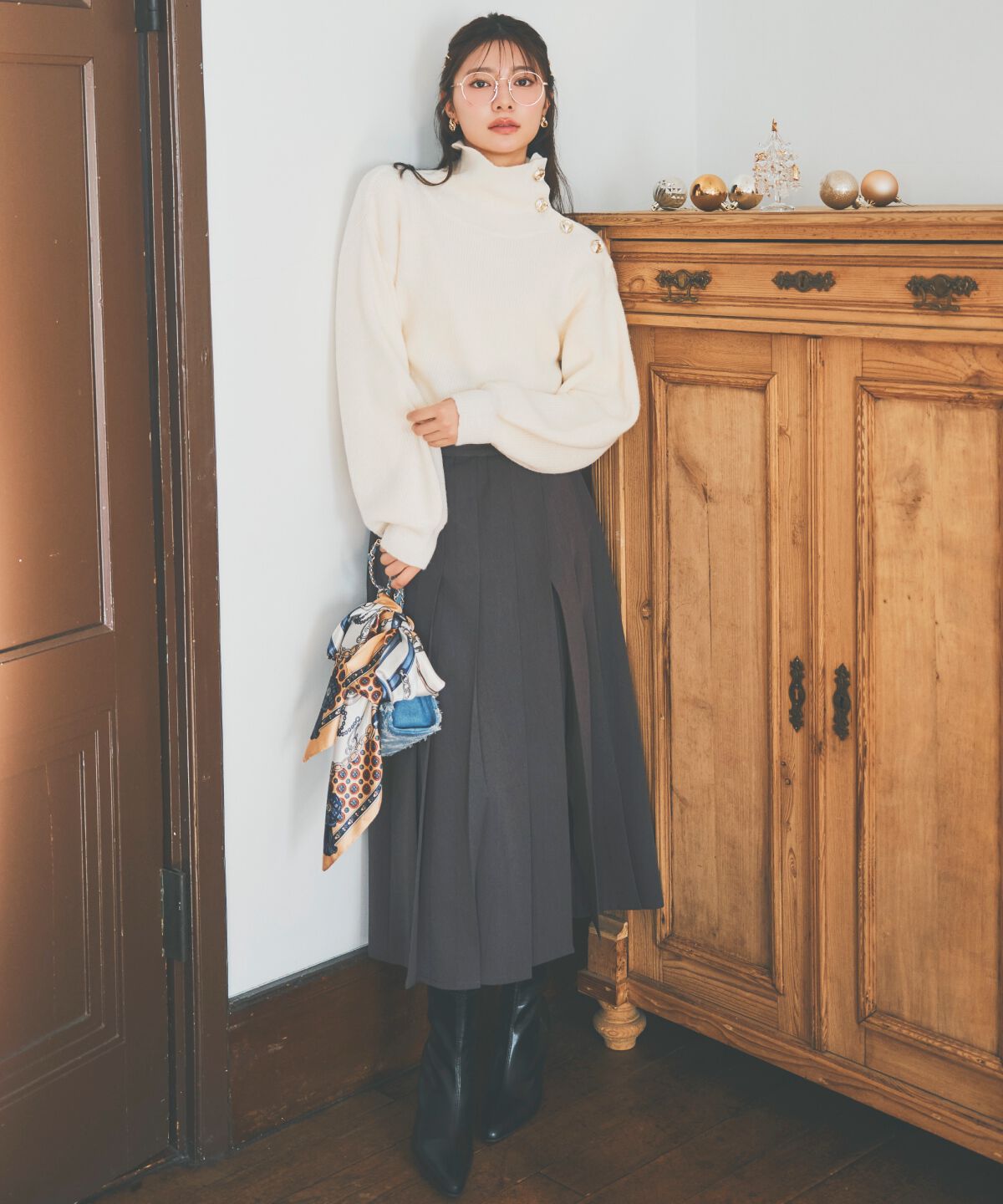 アンドクチュール「ショルダーボタンマルチウェイニットプルオーバー」|ニット・セーター|