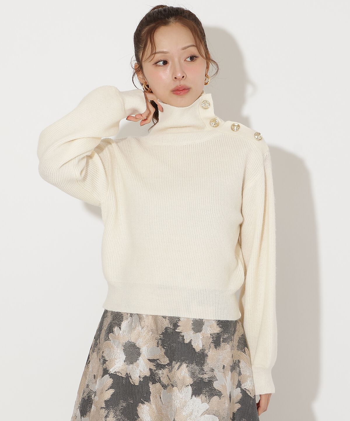 アンドクチュール「ショルダーボタンマルチウェイニットプルオーバー」|ニット・セーター|