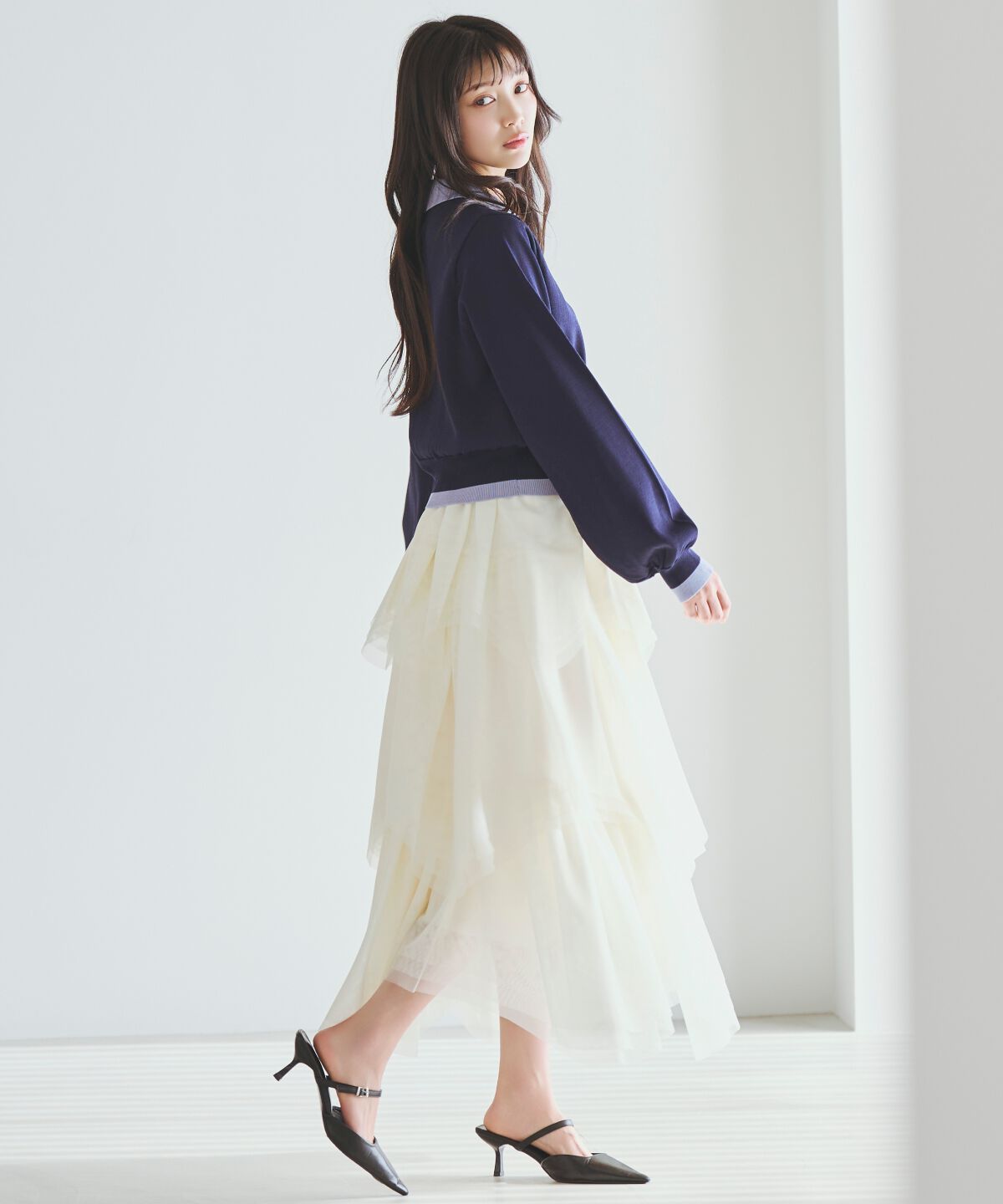 アンドクチュール「配色レイヤードライクニットカーディガン」|カーディガン|