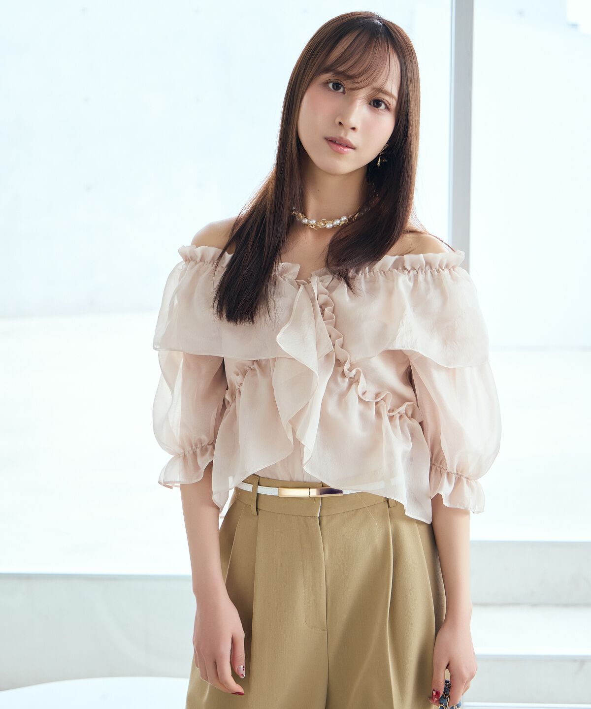 アンドクチュール「フリルクロスシアーブラウス」|シャツ・ブラウス|