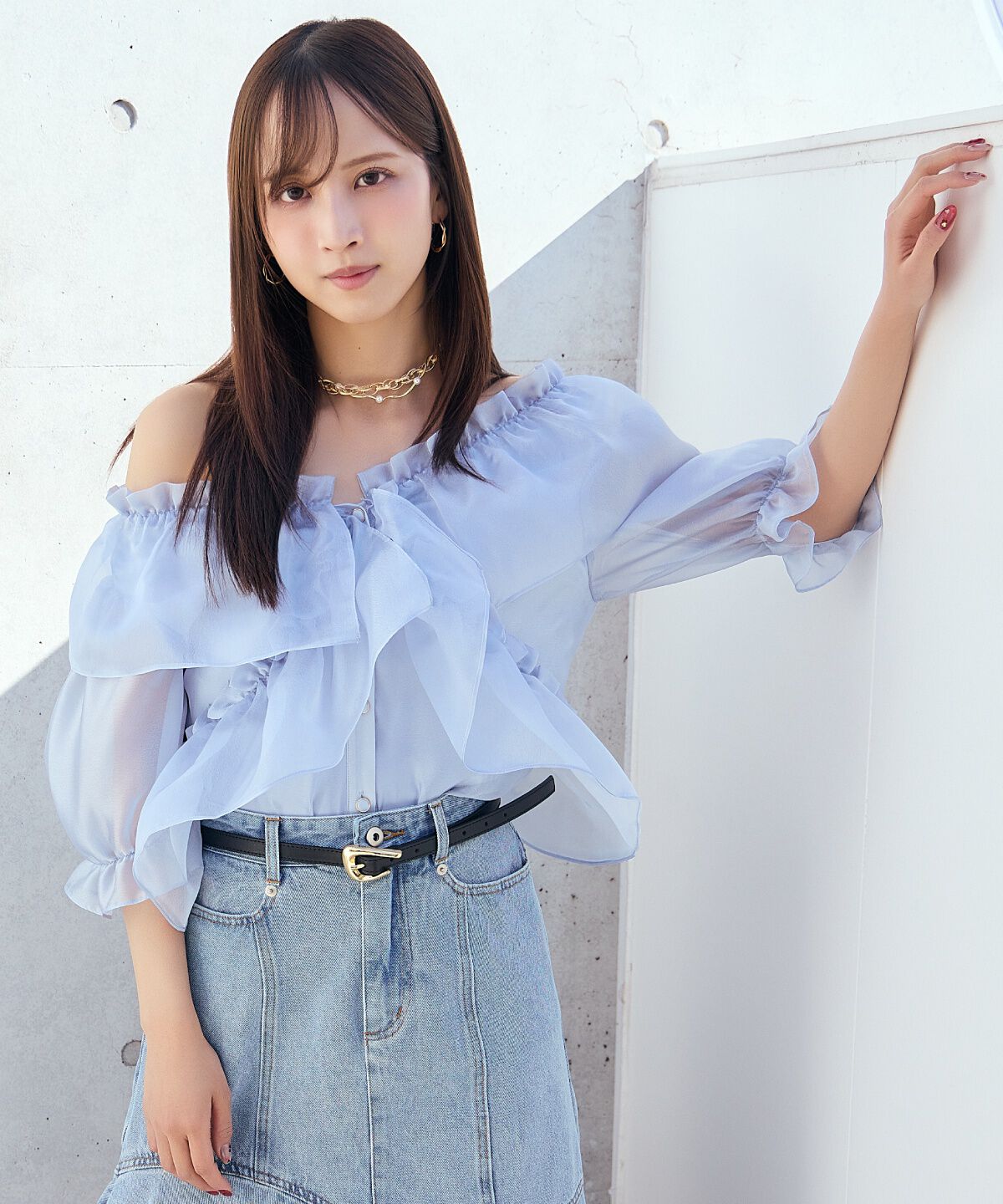 アンドクチュール「フリルクロスシアーブラウス」|シャツ・ブラウス|