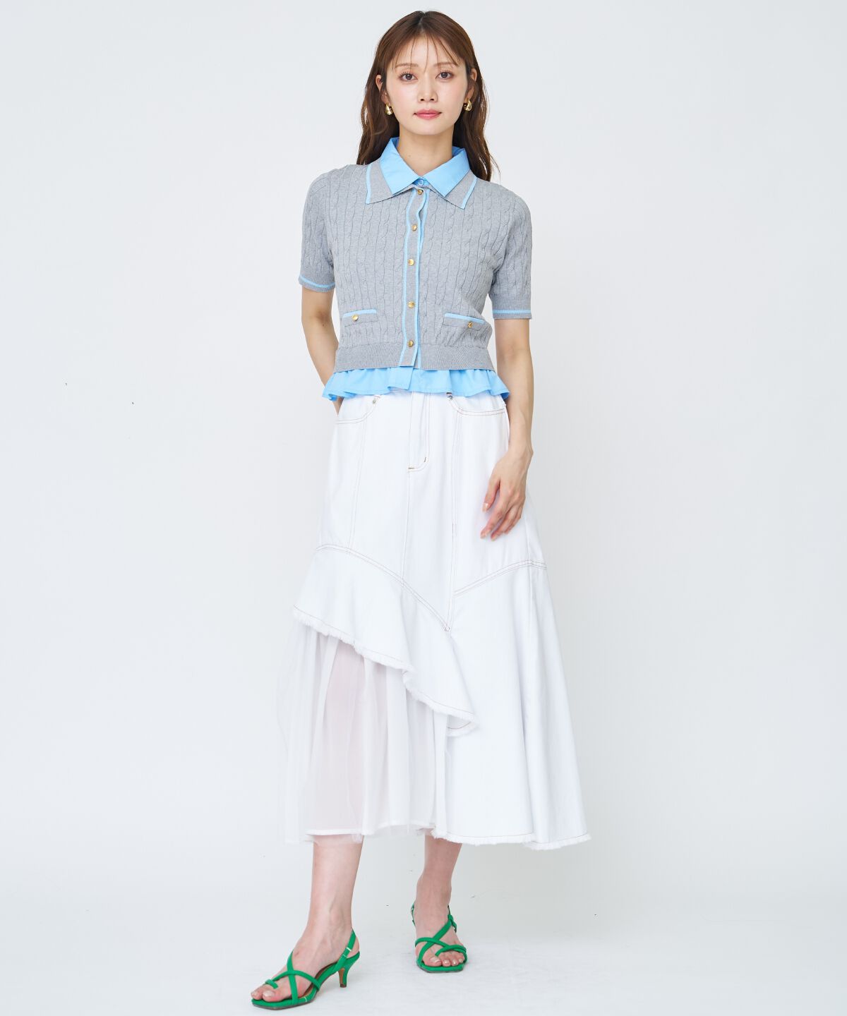 アンドクチュール「チュール切替デニムスカート」|スカート|