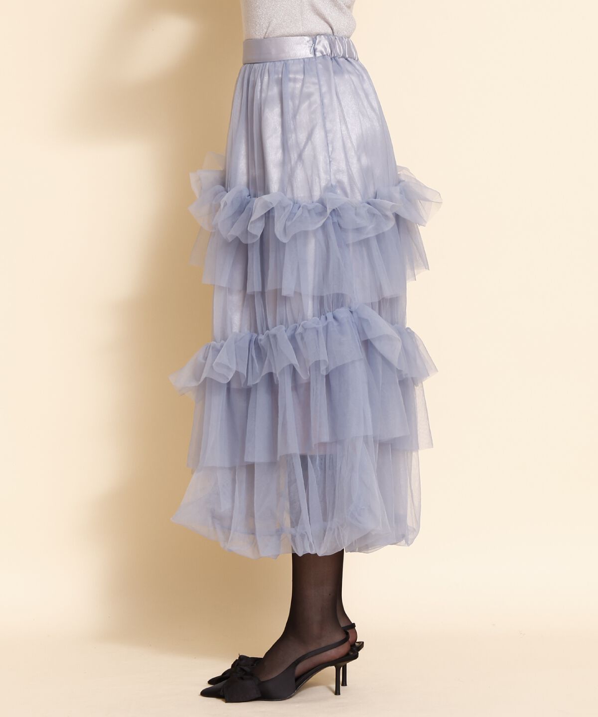 REDYAZEL「チュールフリルティアードスカート」|フレア|