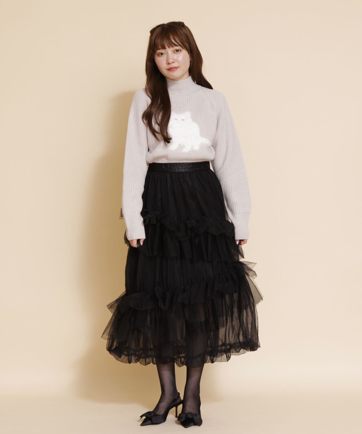 REDYAZEL「チュールフリルティアードスカート」|フレア|