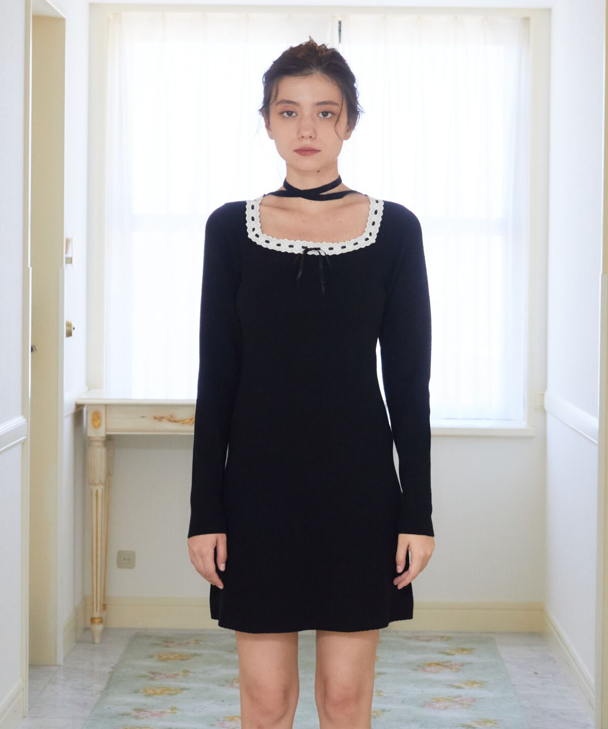 REDYAZEL「レーストリミングニットワンピース」|ワンピース|